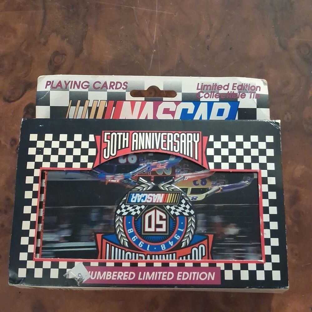NASCAR 50th Anniversary Numbered Card Tin 2 Decks Unopened Playing Cards B1-2